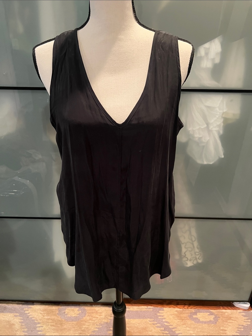10 Crosby Derek Lam Black V-Neck Silk Camisole